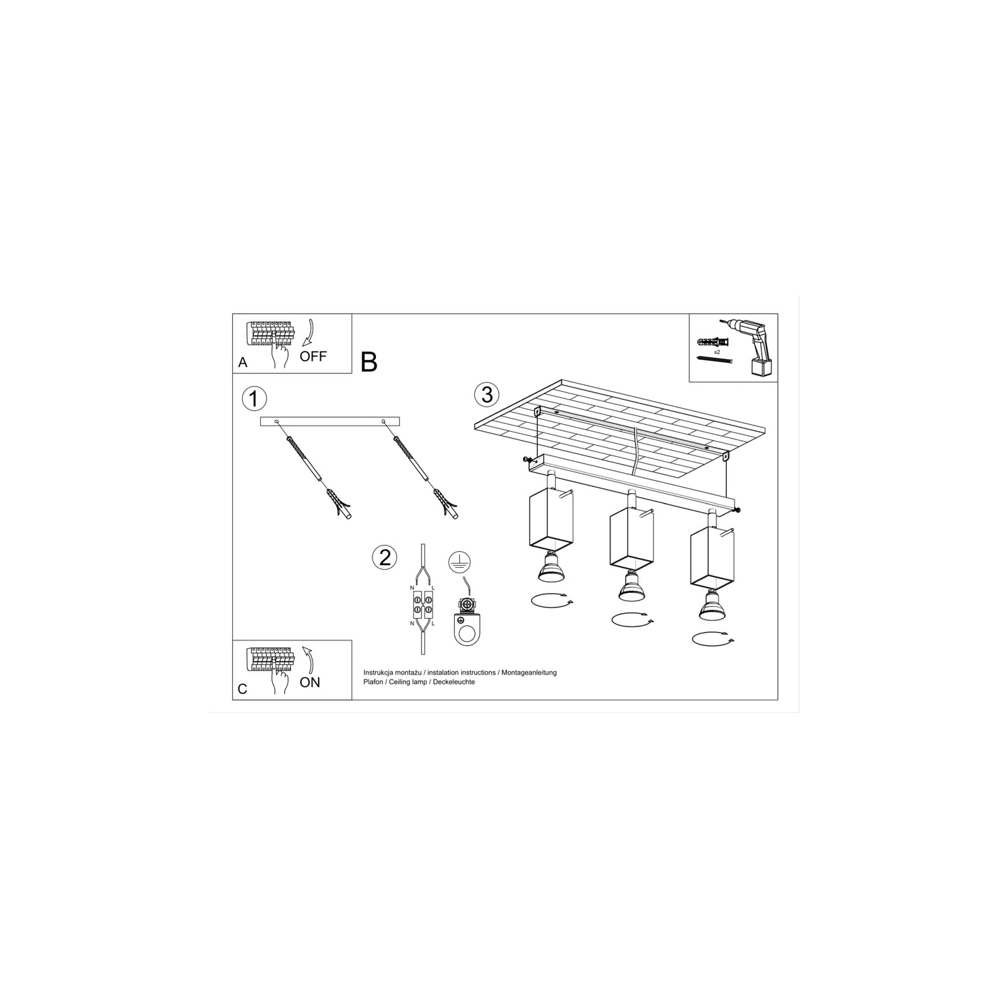 Merida 3 Ceiling Light