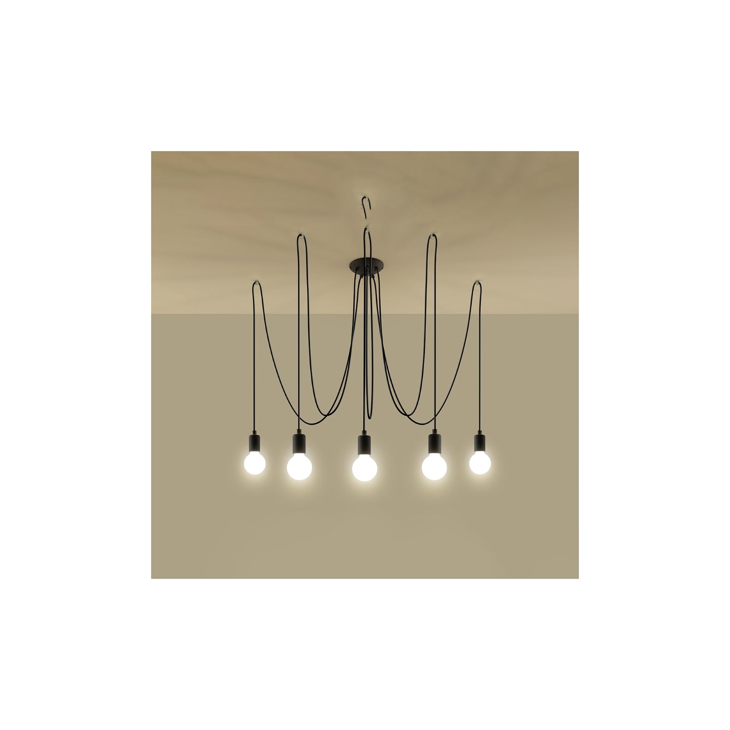 Edison 5 Pendant in Black
