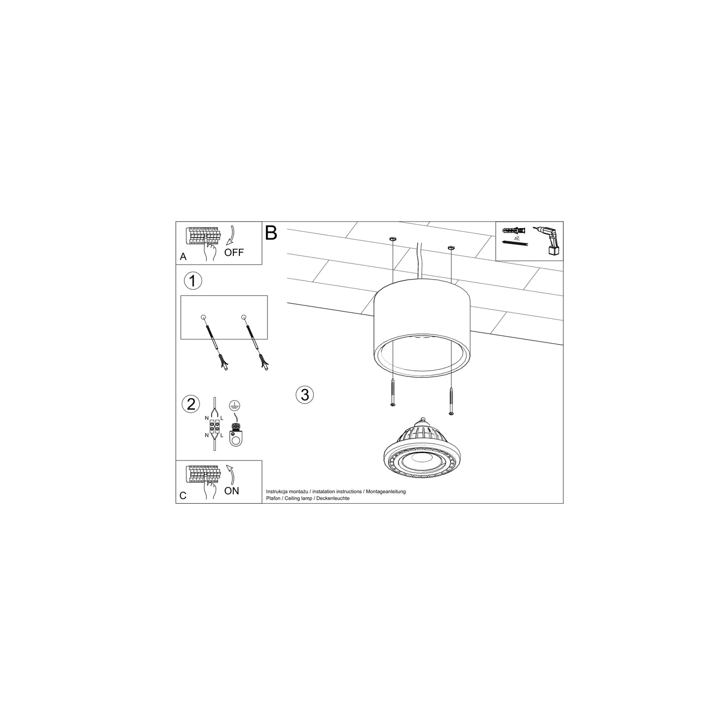 Basic 1 Ceiling Light in Grey