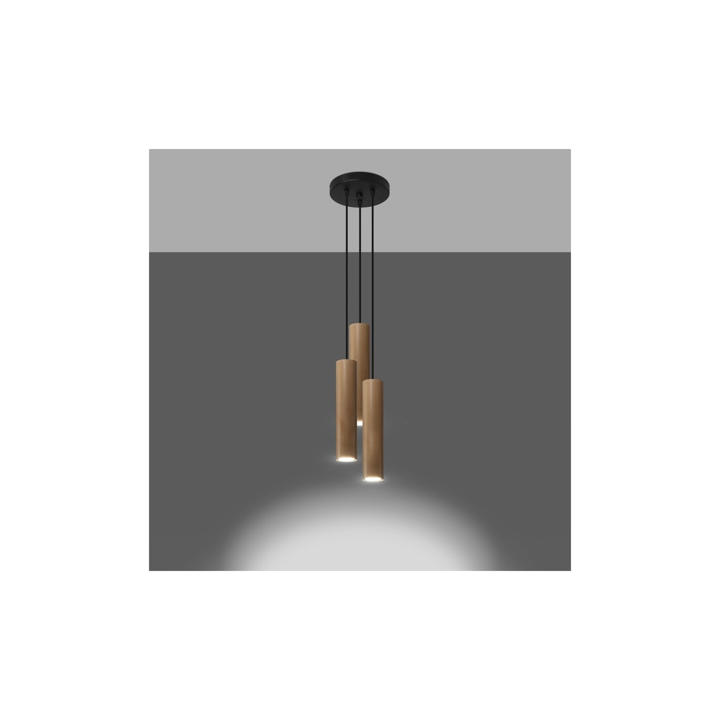 Lino 3P Pendant in Natural Wood