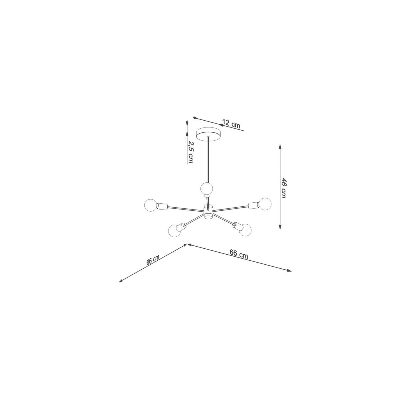 Lango 5 Chandelier in Black