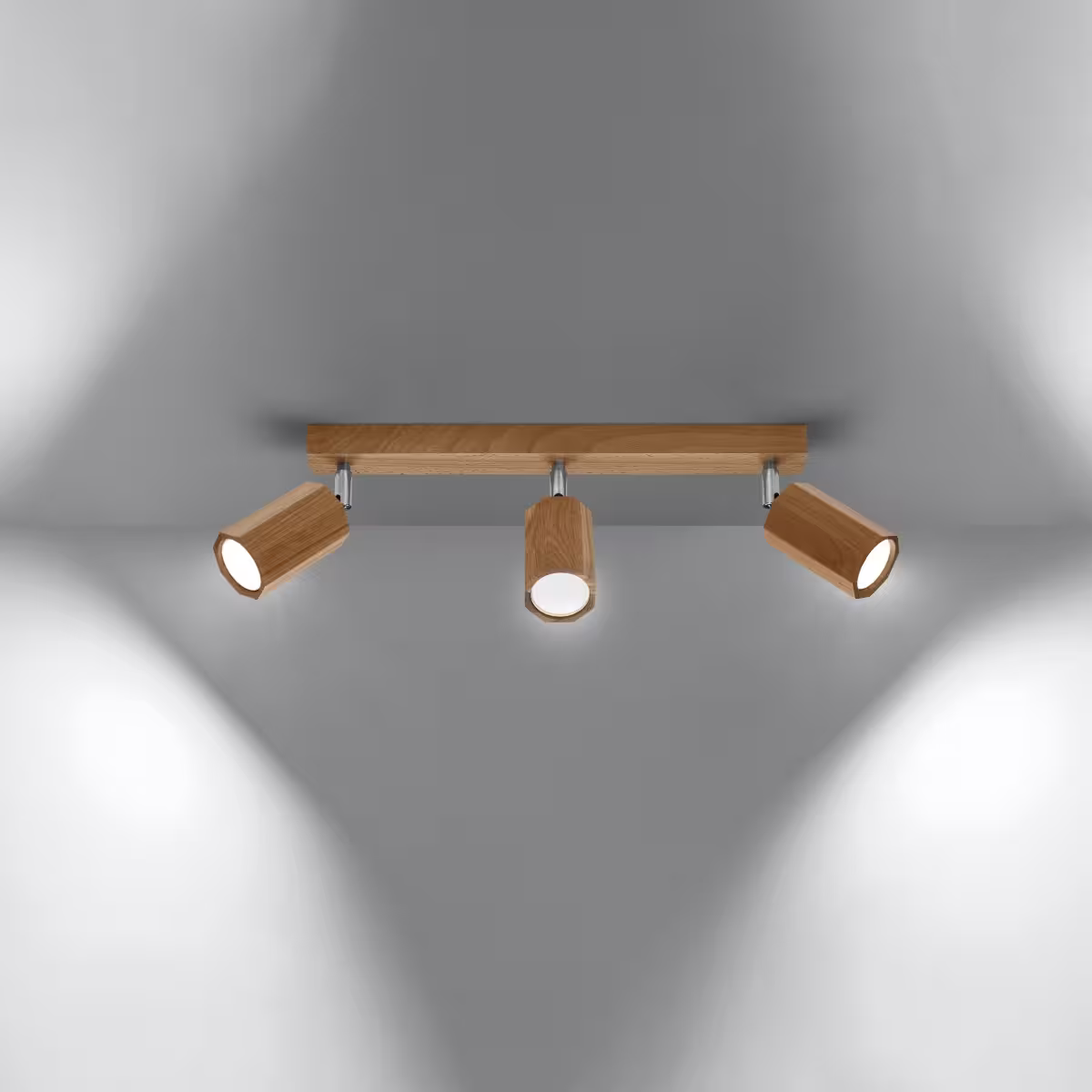 Zeke 3 Ceiling Light in Oak