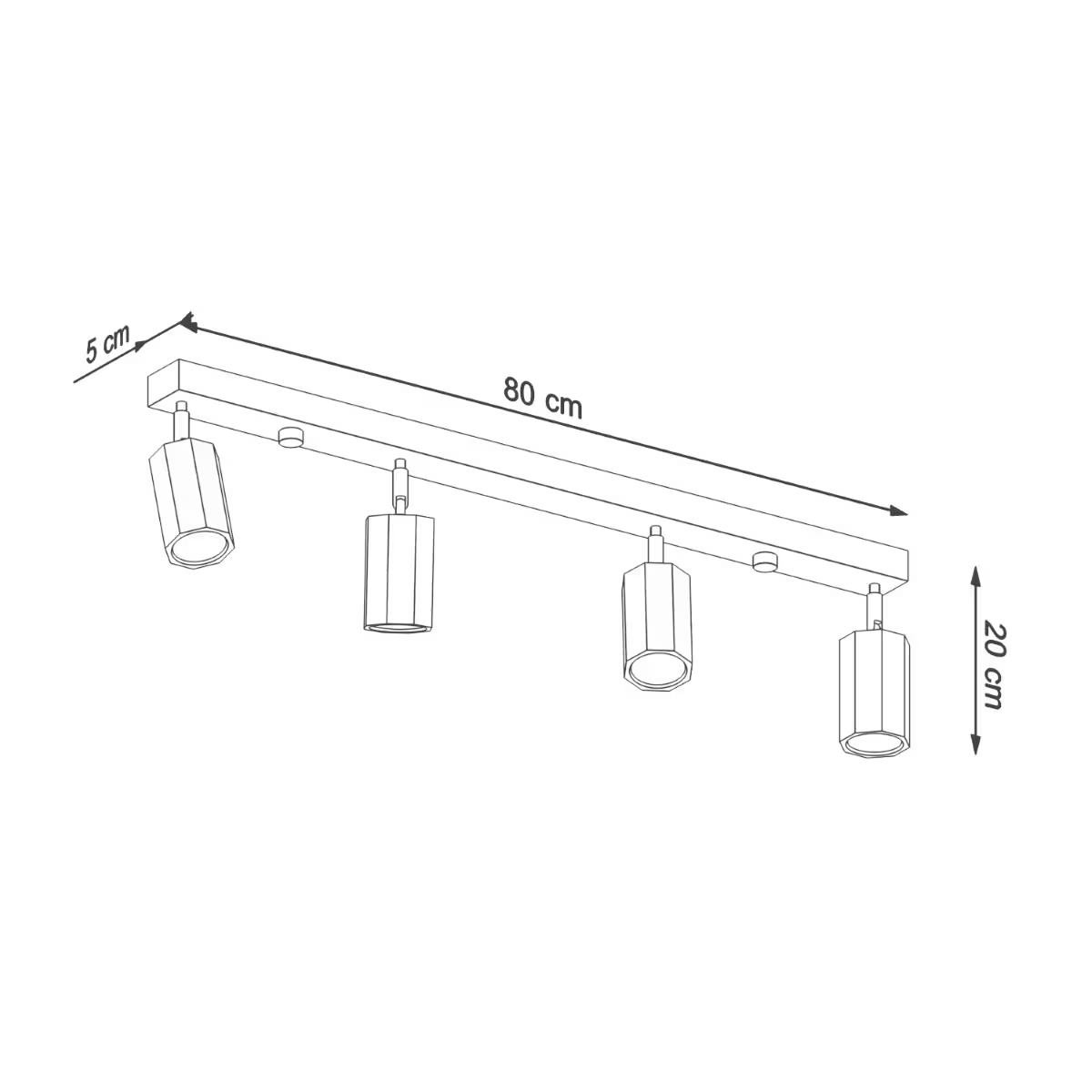 Zeke 4 Ceiling Light in Oak