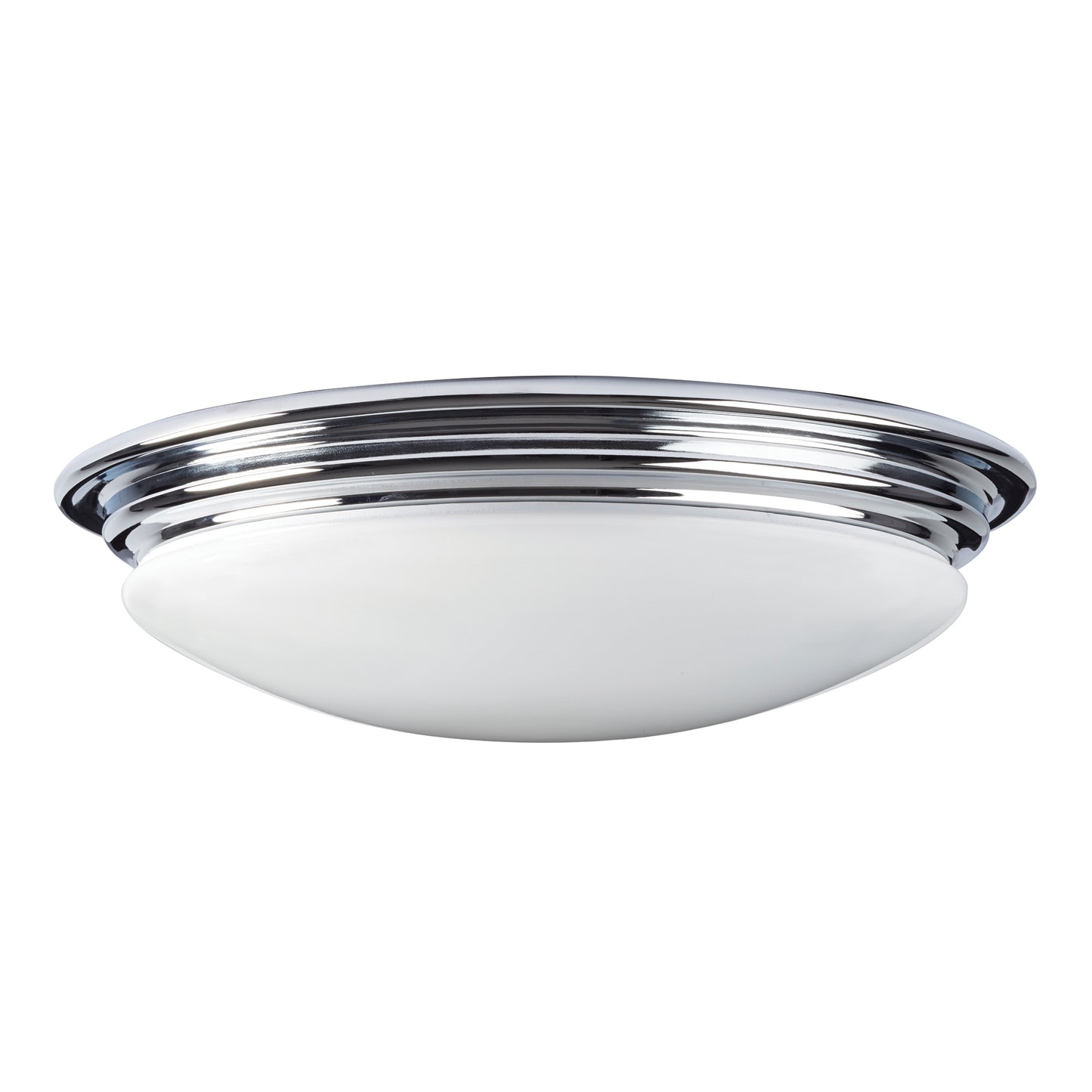 Brompton 1-Light Flush Mount Polished Chrome with White Glass