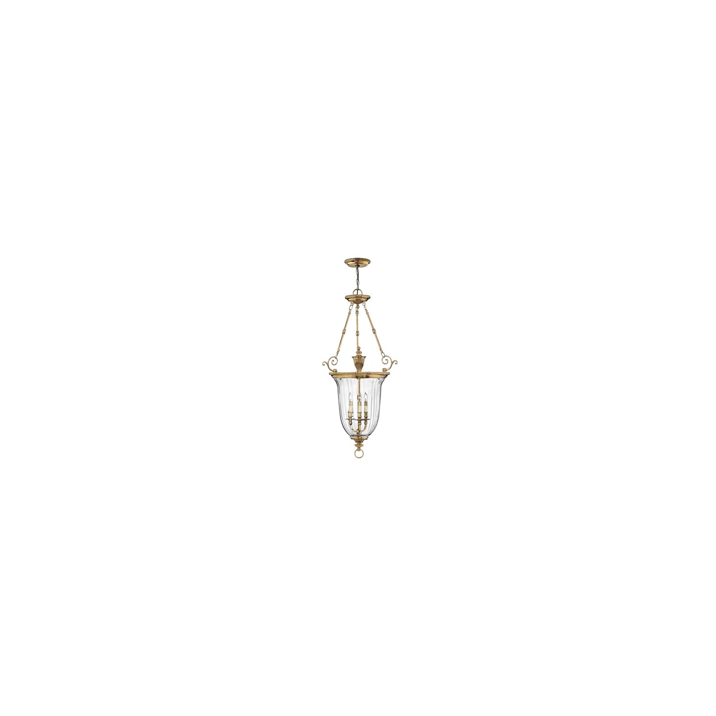 3-Light Large Pendant Solid Brass