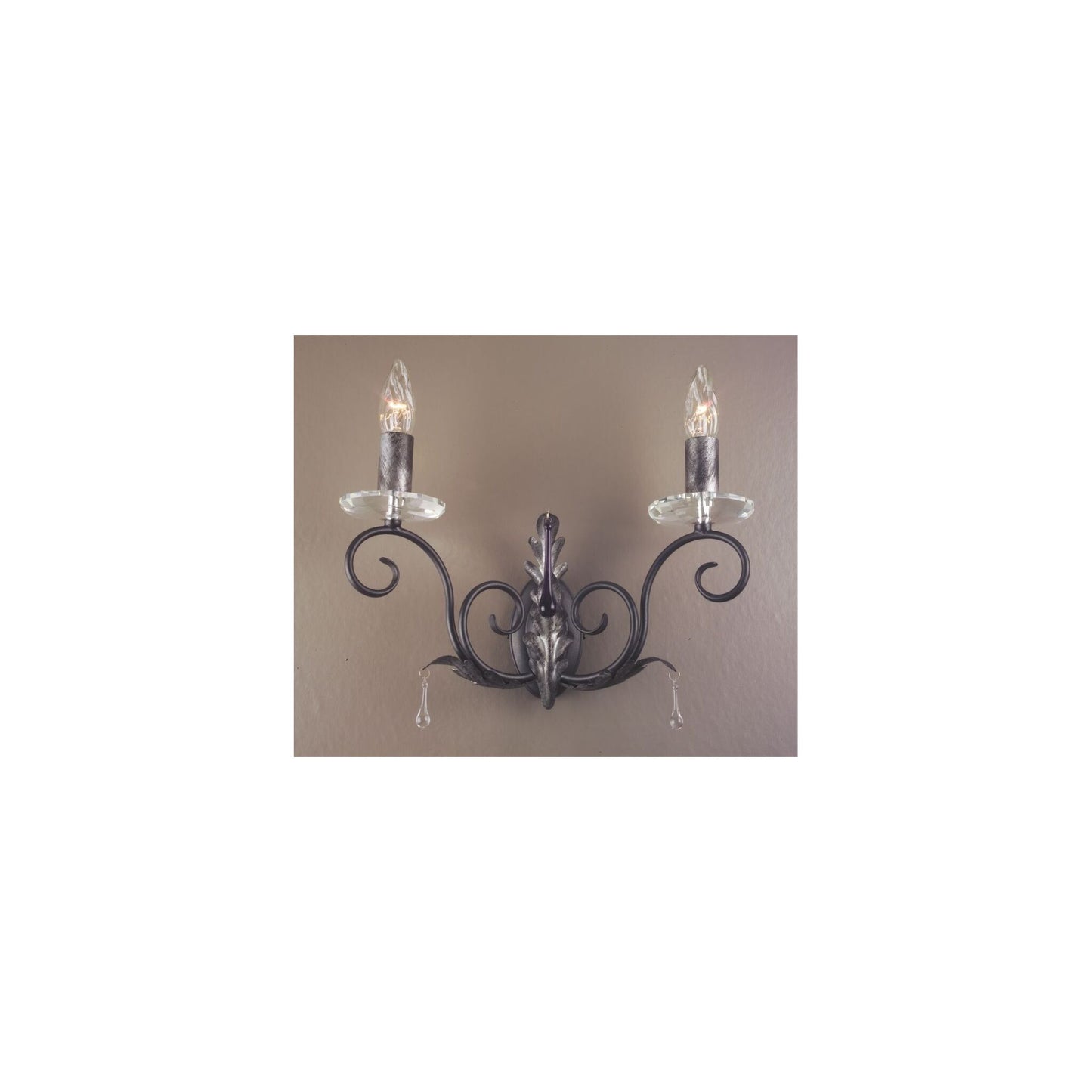 Amarilli 2-Light Wall Bracket with Clear Glass Drops