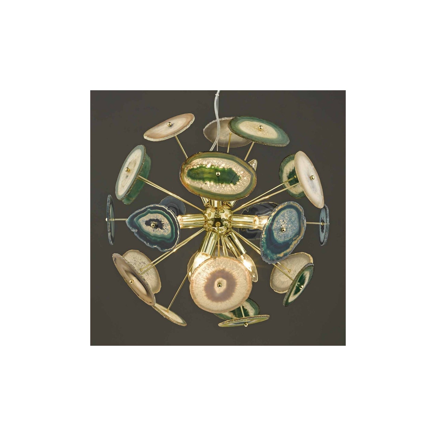 Achates 9-Light Adjustable Pendant Sliced & Polished Agate rock