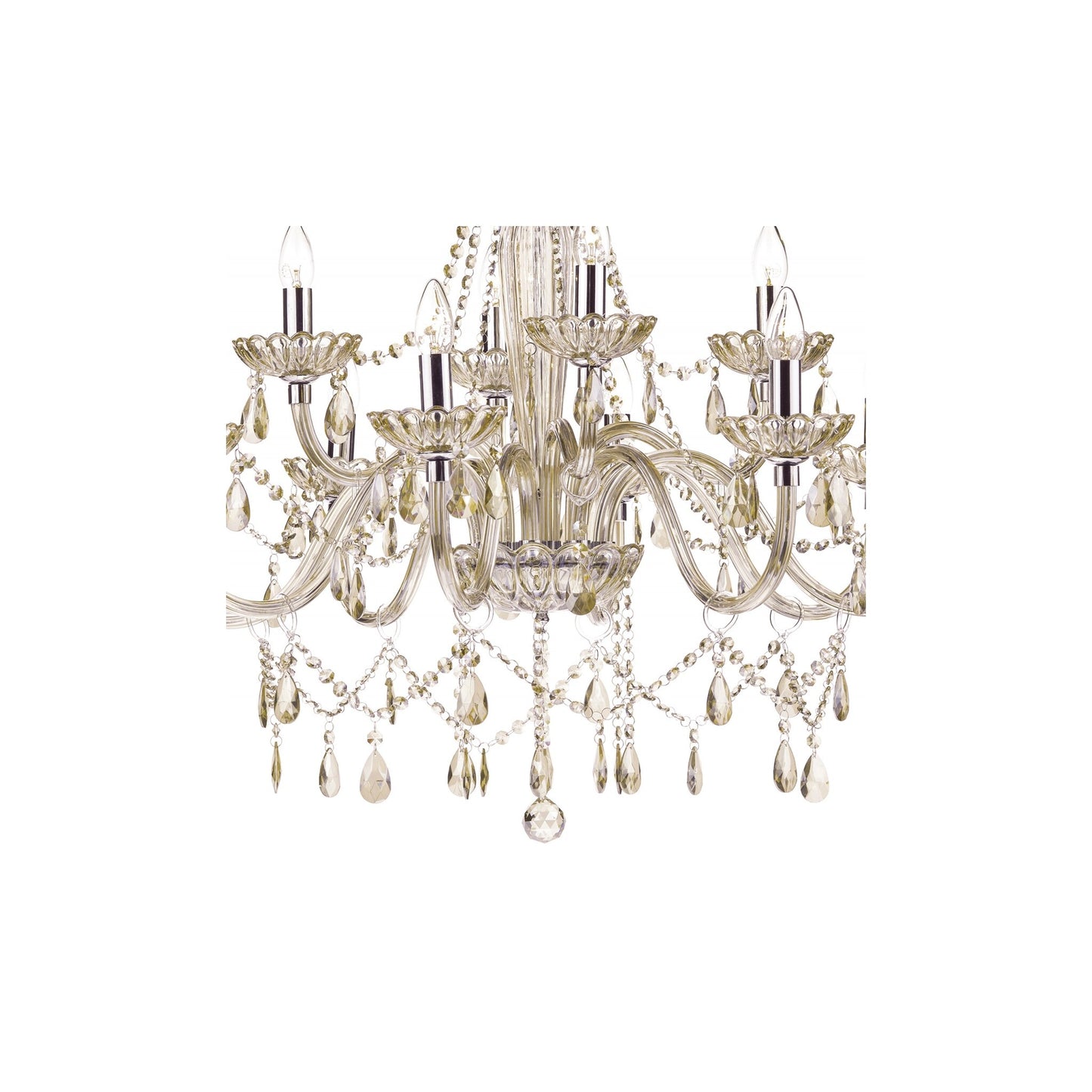 Raphael 12-Light Crystal Chandelier with Glass Draping Beads & Faceted Drops