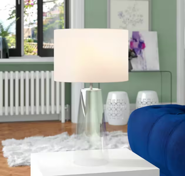 Smokey Chromed Glass Table Lamp