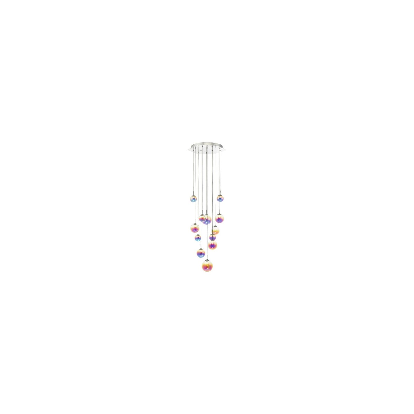 Cesario 12-Light Cluster LED Pendant Polished Chrome with Multi Colour Glass Shade