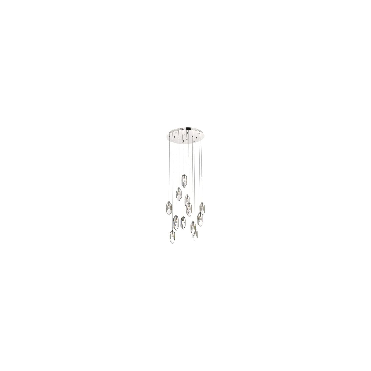 Crystal 12-Light Cluster Pendant Polished Chrome