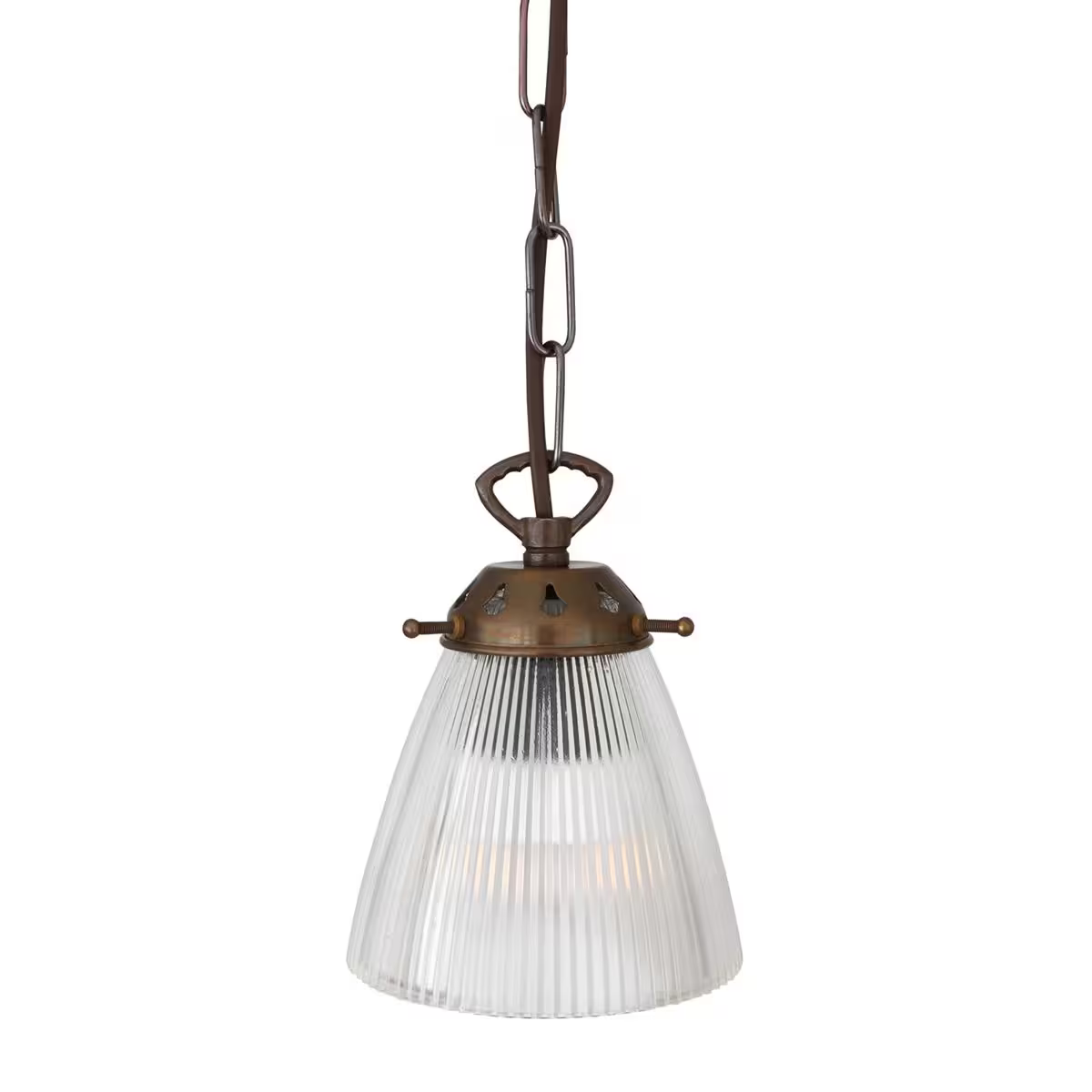 Gadar Small Holophane Glass Pendant Light 12cm