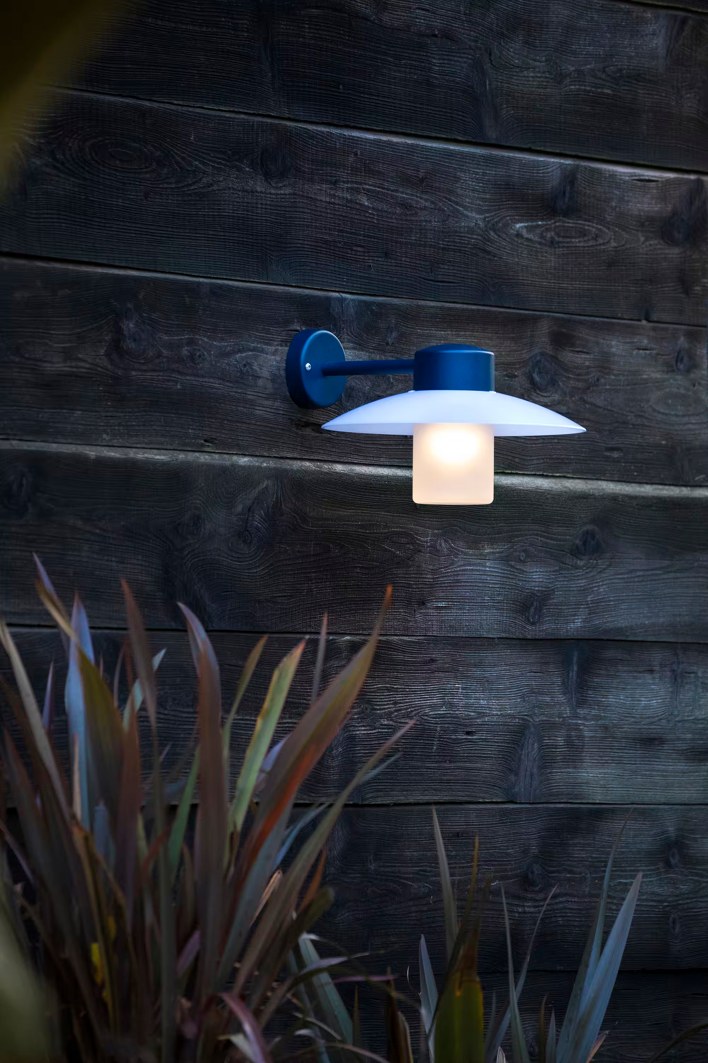Aubanne Frosted Glass Downwards Wall Bracket with Flexible Polycarbonate Reflector