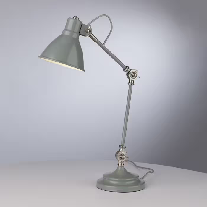 Eunice Adjustable Task Lamp Grey & Satin Nickel