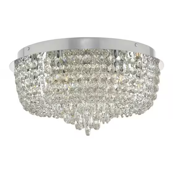 Eitan 9-Light Crystal Flush Mount Polished Chrome