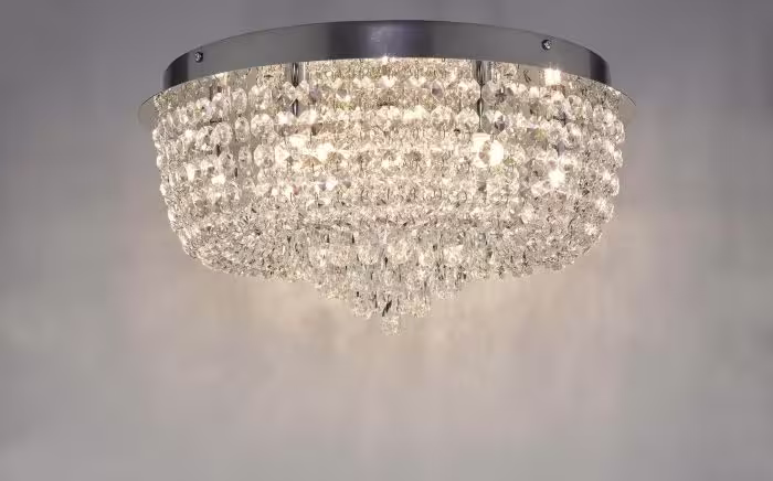 Eitan 9-Light Crystal Flush Mount Polished Chrome