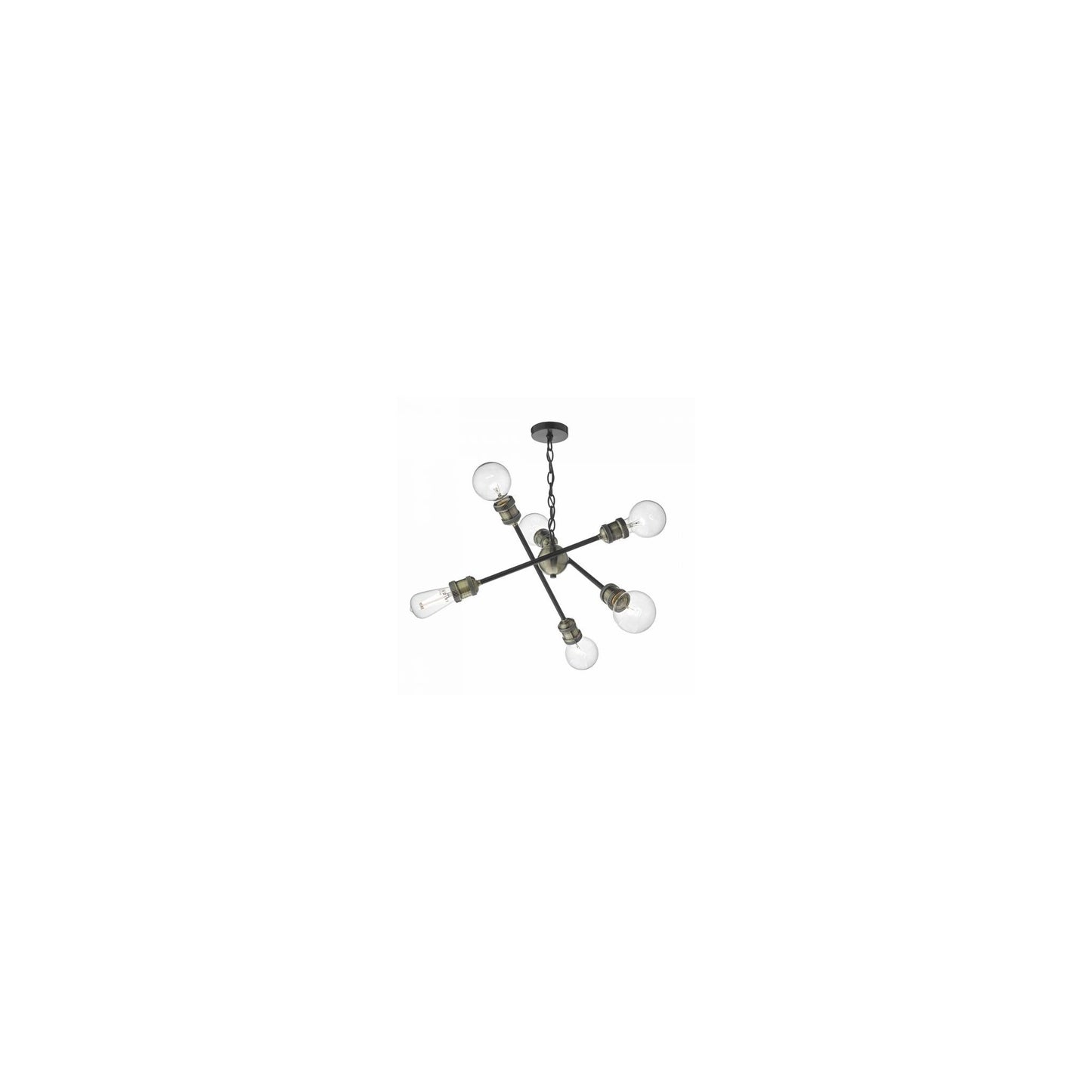 Brigade 6-Light Pendant Black & Antique Brass