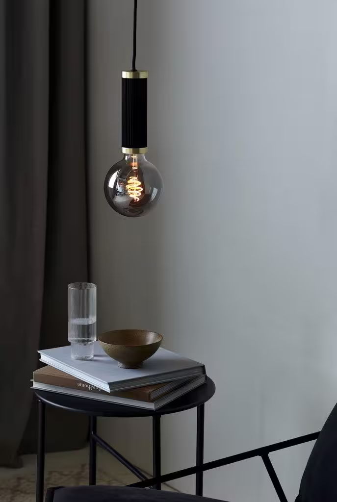 Galloway Single Pendant Black & Brass