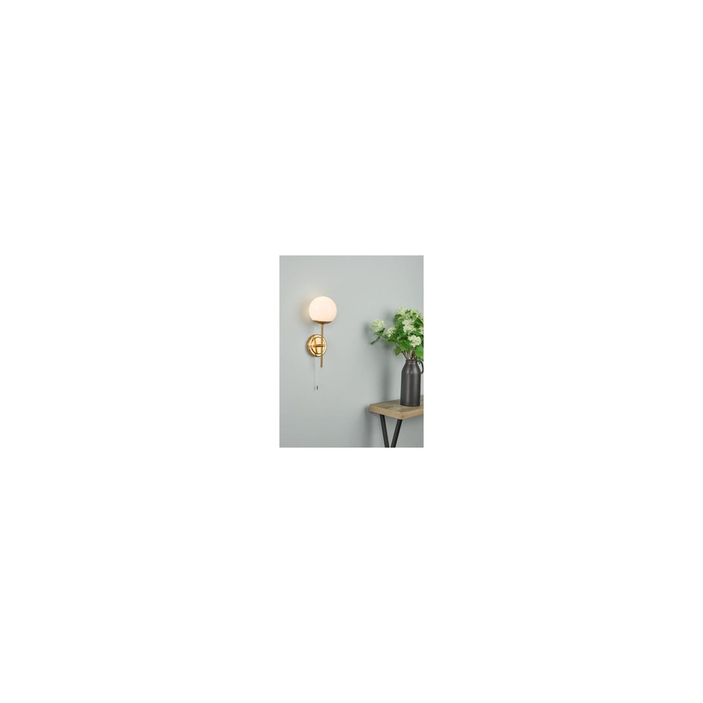 Bombazine Wall Light Natural Brass with Opal Glass