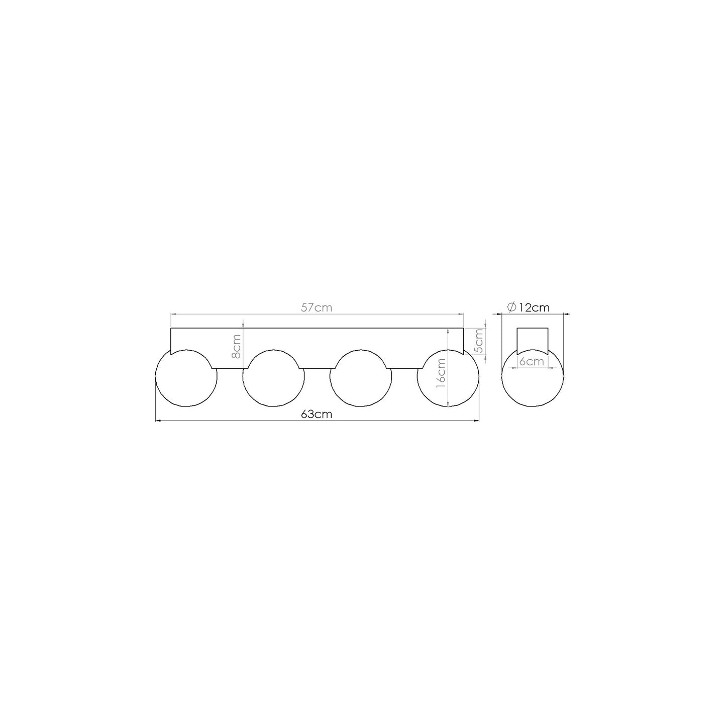Bulbo 4 Ceiling Light in Natural Wood