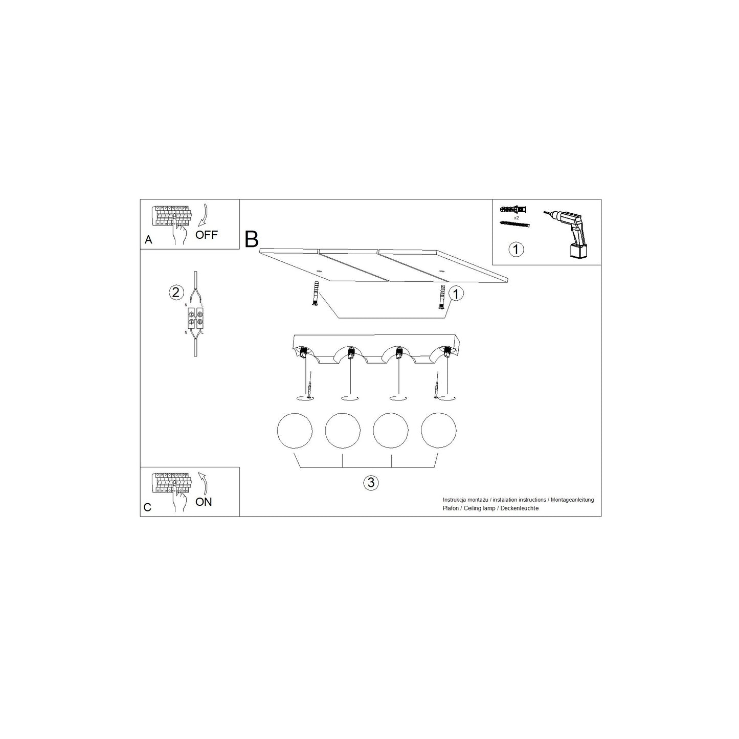 Bulbo 4 Ceiling Light in Natural Wood