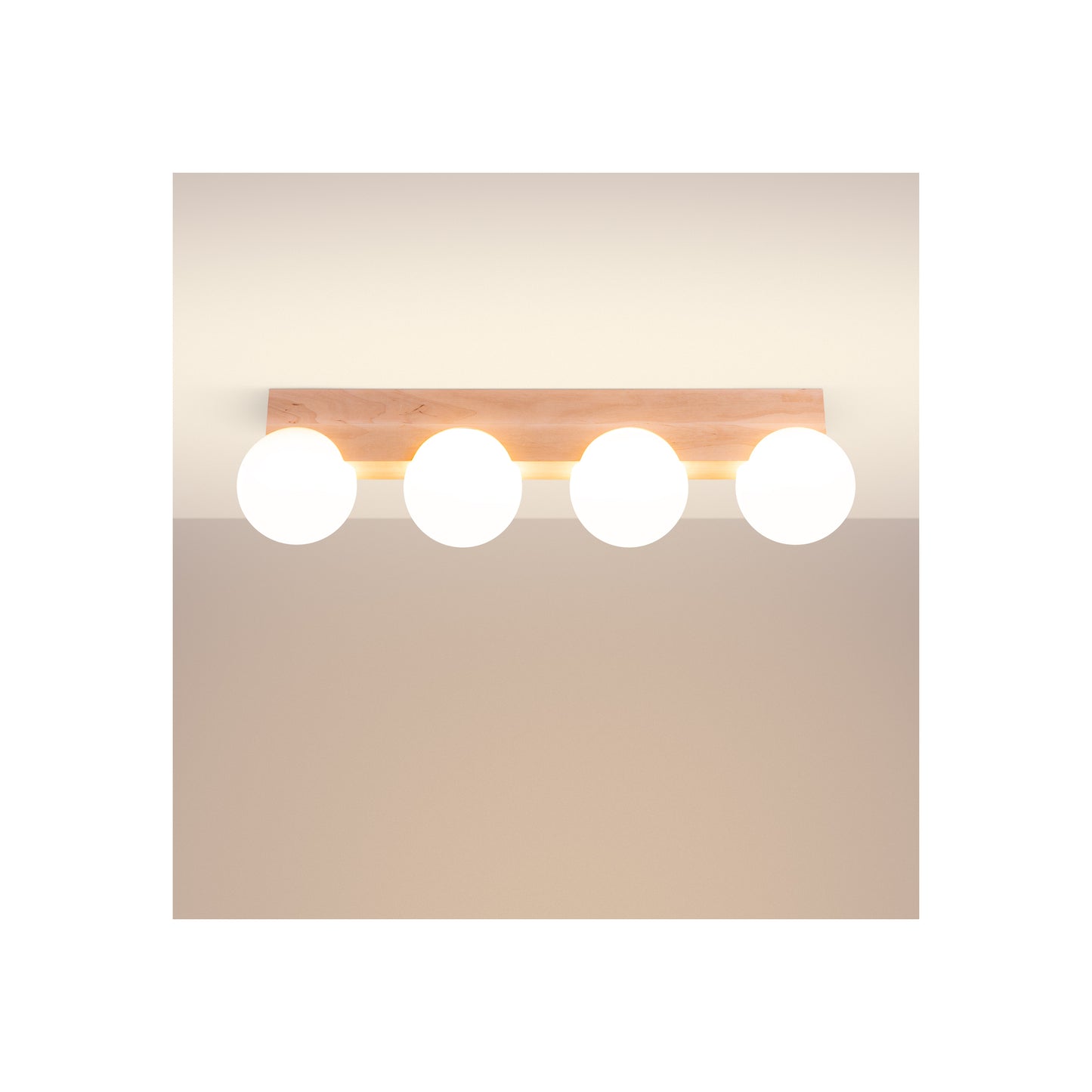 Bulbo 4 Ceiling Light in Natural Wood