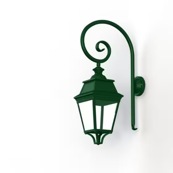 Avenue 3 Clear Glass Swan Neck Wall Bracket with Four-Sided Lantern