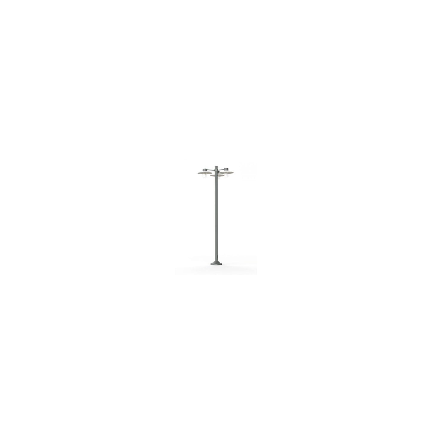 Aubanne Large Three-Arm Frosted Glass Lamp Post with Opal Polycarbonate Reflector