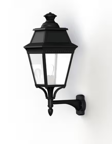 Avenue 3 Clear Glass Upwards Wall Bracket with Four-Sided Lantern
