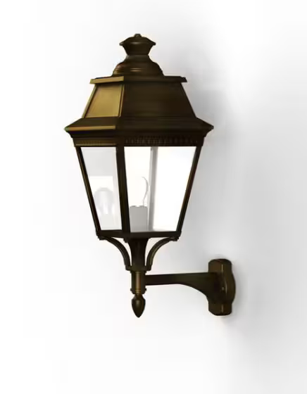 Avenue 3 Clear Glass Upwards Wall Bracket with Four-Sided Lantern