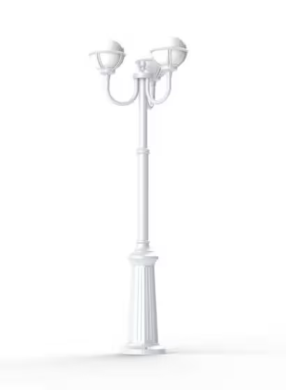 Boreal Model 9 Opal Glass Pole 3 Lanterns Street Lamp