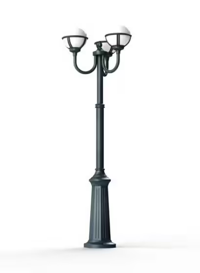 Boreal Model 9 Opal Glass Pole 3 Lanterns Street Lamp