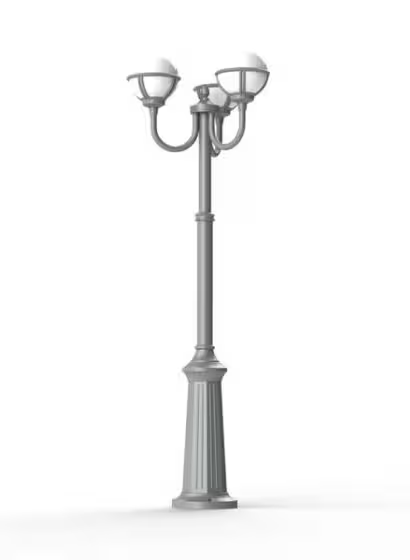 Boreal Model 9 Opal Glass Pole 3 Lanterns Street Lamp