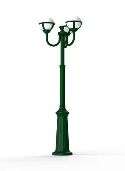 Boreal Model 9 Opal Glass Pole 3 Lanterns Street Lamp
