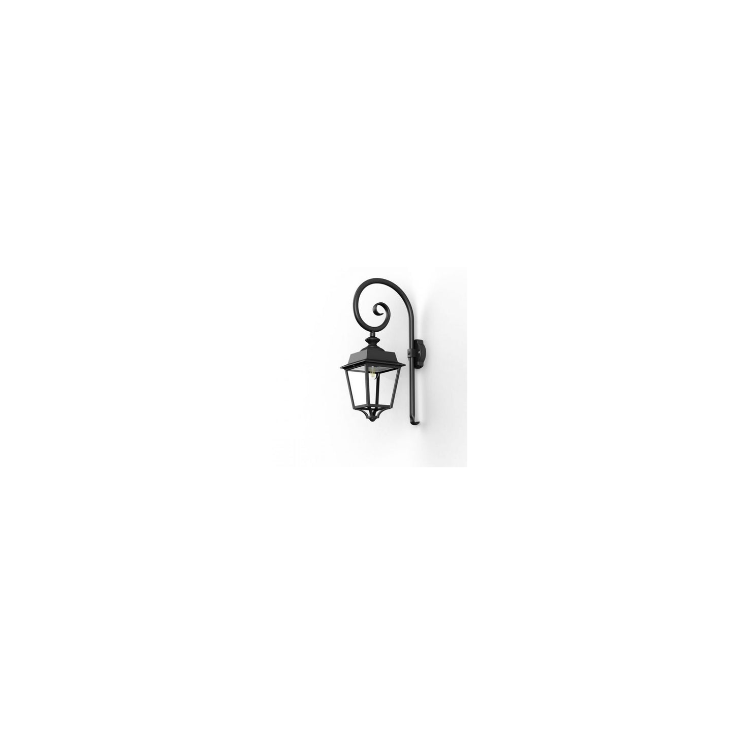 Place des Vosges 1 Evolution Model 5 Clear Glass Swan Neck E27 Wall Bracket with Four-Sided Lantern