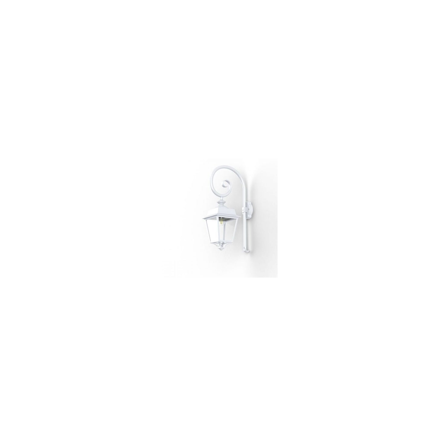Place des Vosges 1 Evolution Model 5 Clear Glass Swan Neck E27 Wall Bracket with Four-Sided Lantern
