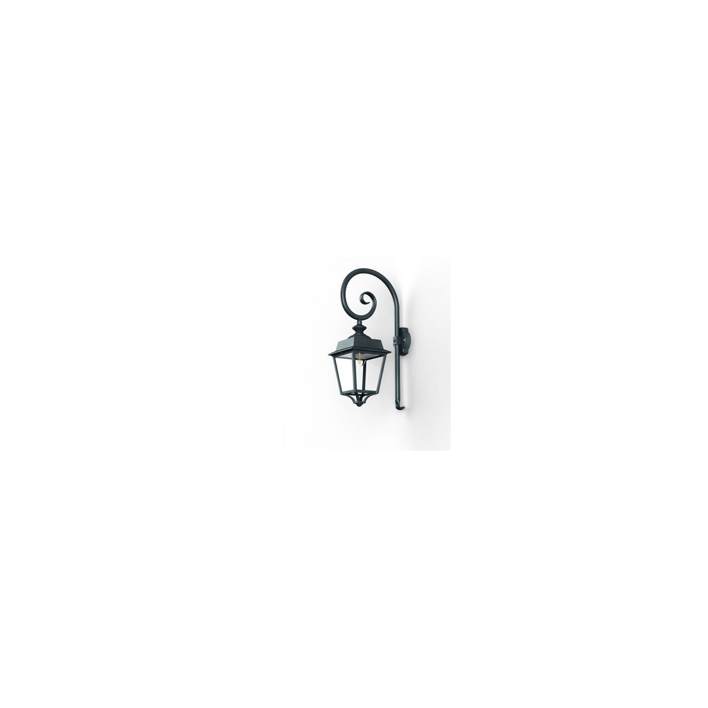 Place des Vosges 1 Evolution Model 5 Clear Glass Swan Neck E27 Wall Bracket with Four-Sided Lantern