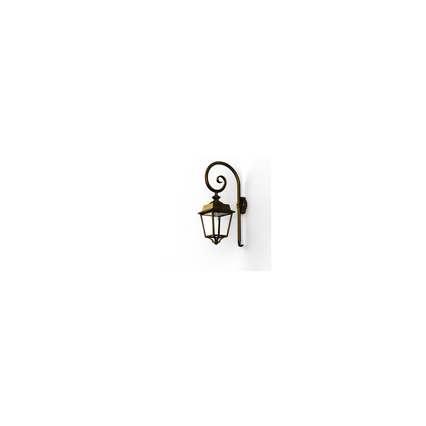 Place des Vosges 1 Evolution Model 5 Clear Glass Swan Neck E27 Wall Bracket with Four-Sided Lantern