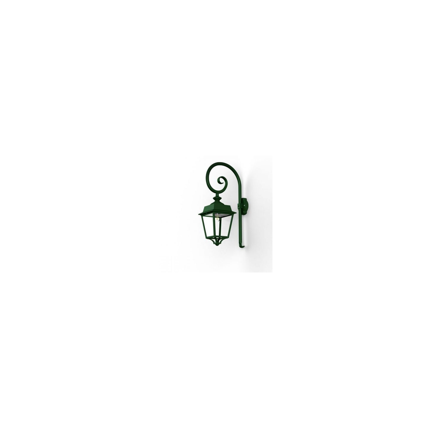Place des Vosges 1 Evolution Model 5 Clear Glass Swan Neck E27 Wall Bracket with Four-Sided Lantern