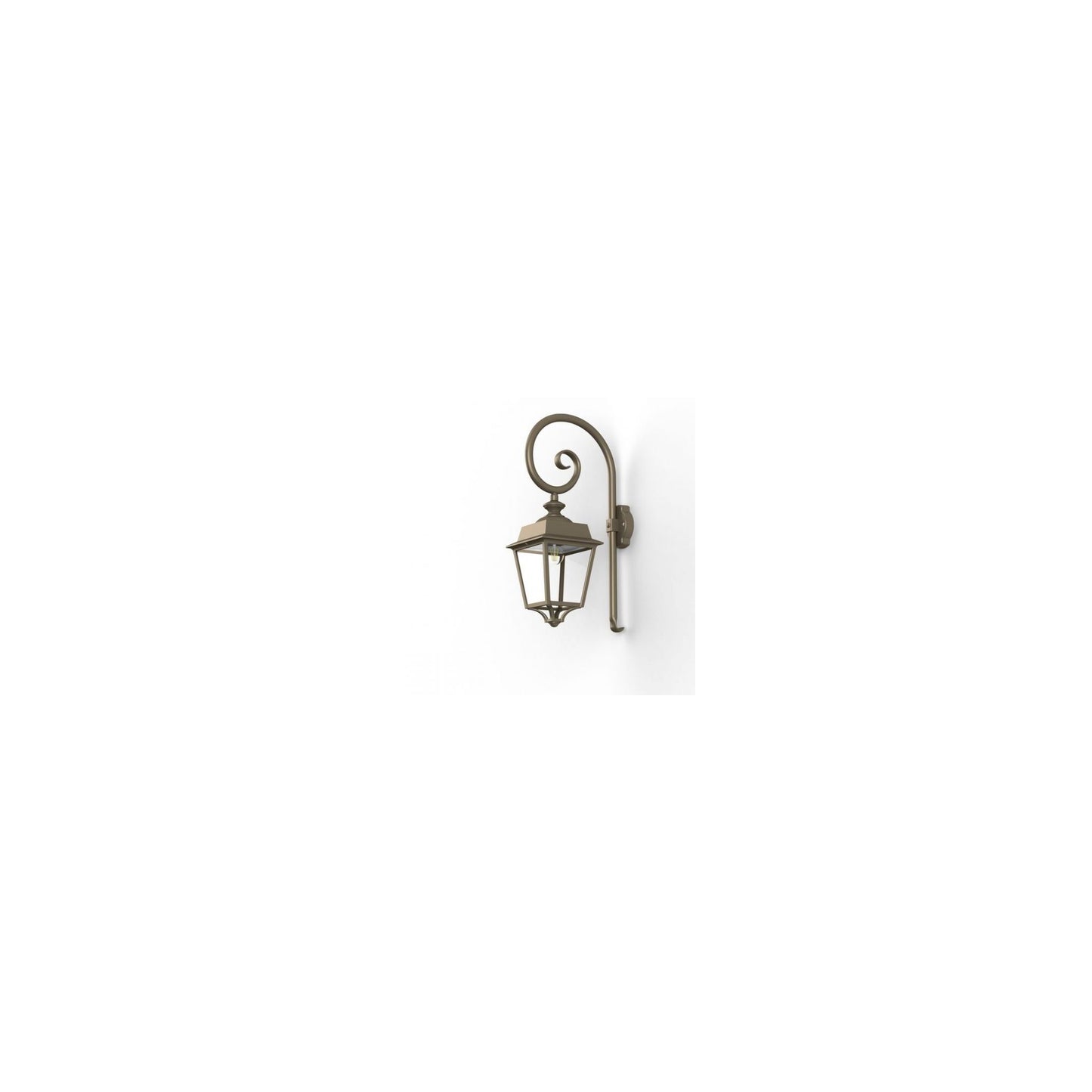Place des Vosges 1 Evolution Model 5 Clear Glass Swan Neck E27 Wall Bracket with Four-Sided Lantern