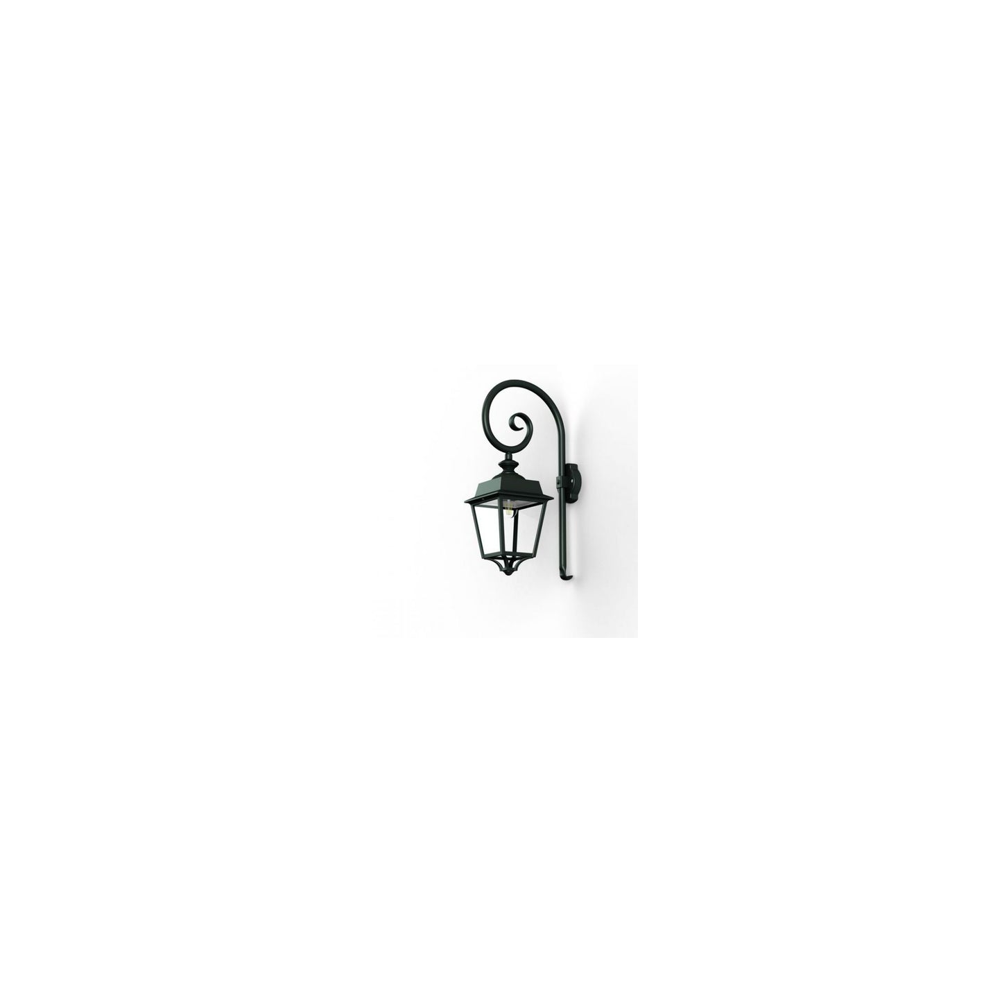 Place des Vosges 1 Evolution Model 5 Clear Glass Swan Neck E27 Wall Bracket with Four-Sided Lantern