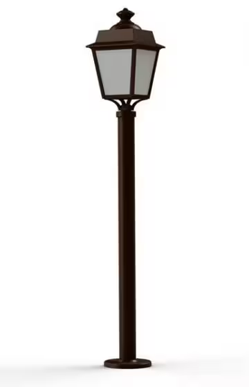 Place des Vosges 1 Evolution Model 9 Large Opal Glass Lamp Post with Minimalist lines style lantern