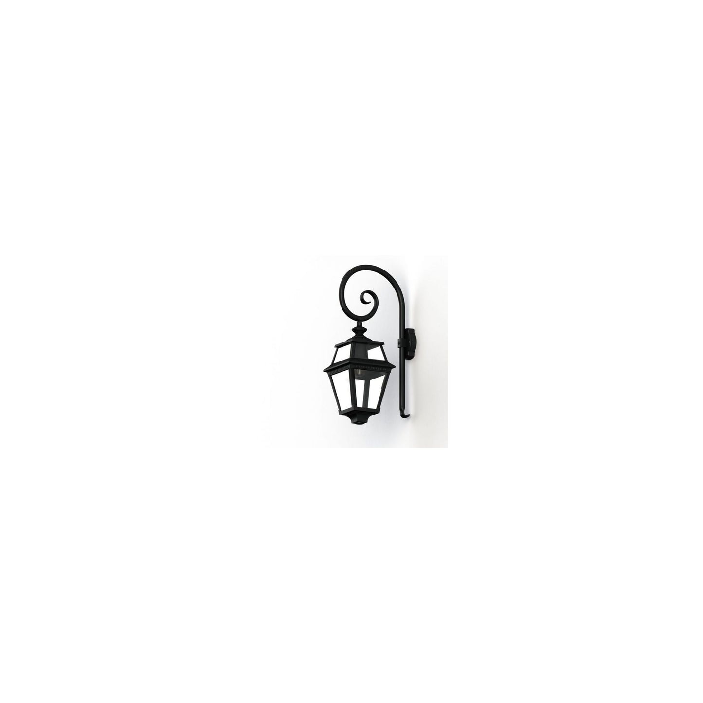 Place Des Vosges 2 Clear Glass Swan Neck Wall Bracket with Four-Sided Lantern
