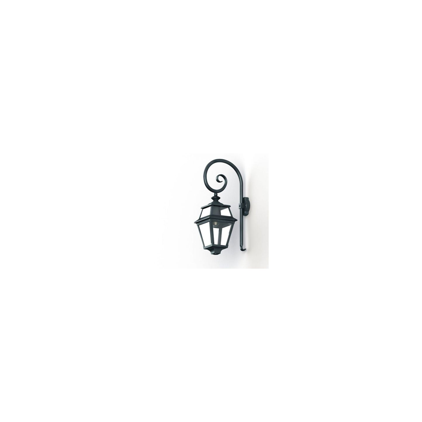 Place Des Vosges 2 Clear Glass Swan Neck Wall Bracket with Four-Sided Lantern