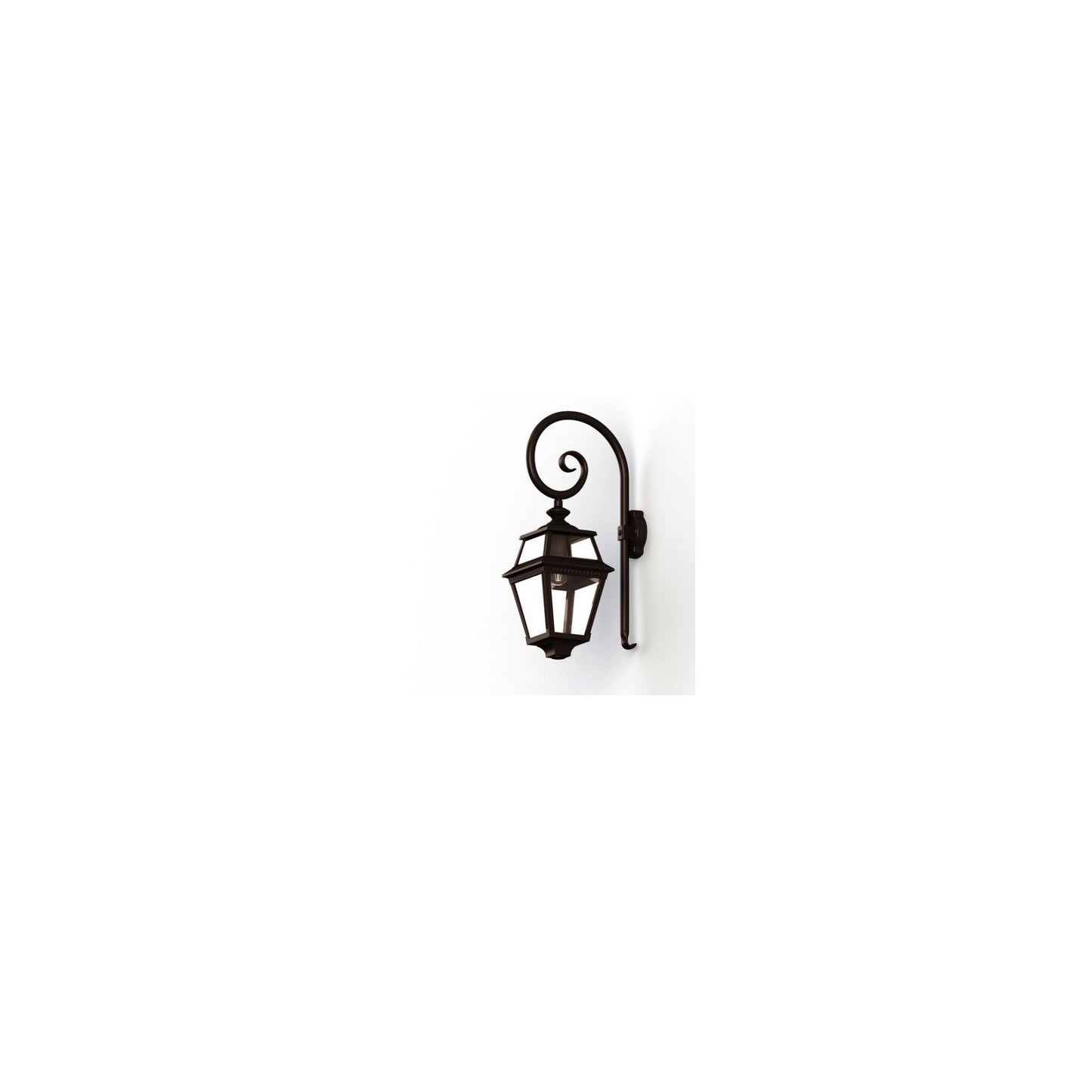 Place Des Vosges 2 Clear Glass Swan Neck Wall Bracket with Four-Sided Lantern