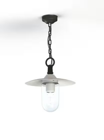 Montana Model 1 Clear Glass & White Shade Pendant with Cast Aluminium Chain