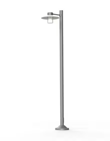 Aubanne Large Single Arm Clear Glass Lamp Post with Opal Polycarbonate Reflector