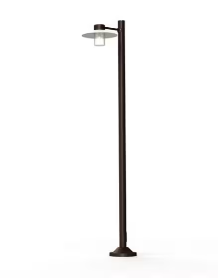 Aubanne Large Single Arm Clear Glass Lamp Post with Opal Polycarbonate Reflector
