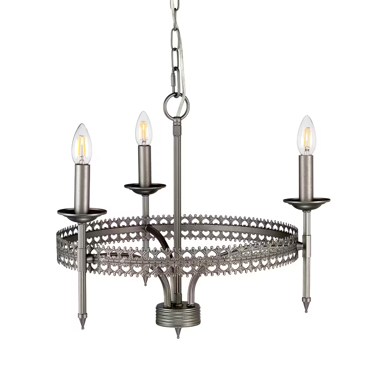 Crown 3-Light Chandelier Iron Gate