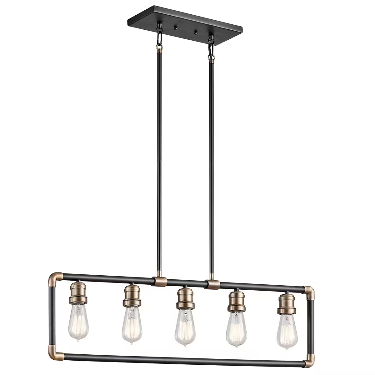 Imahn 5-Light Linear Pendant Black & Natural Brass